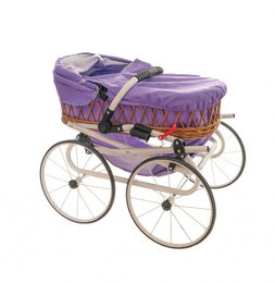 Kočárek Monika RETRO proutěný bílá konstrukce 76cm nastavitelná rukojeť fialový