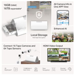 Chytrý IoT hub TP-Link Tapo H500 s vyzváněním, 2,4GHz, 868Hz, 1x LAN, 1x HDMI, USB