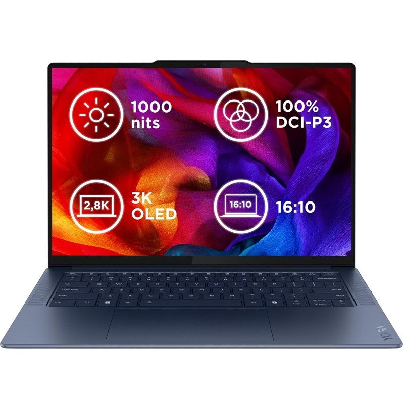 Ntb Lenovo Yoga Slim 7 14Q8X9 Qualcomm SnapdragonX Elite (X1E 78 100), 14.5", RAM 32GB, SSD 1024 GB Qualcomm Adreno, Microsoft Windows 11 Pro - modrý