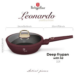 BERLINGERHAUS Pánev hluboká s titanovým povrchem a poklicí 24 cm Leonardo Collection BH-8032