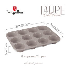 BERLINGERHAUS Forma na muffiny s nepřilnavým povrchem 12 ks Taupe Collection BH-7947