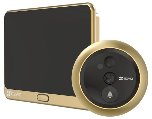 Chytré dveřní kukátko Ezviz DP2C Wi-Fi, kamera, zvonek, IR do 5 m, PIR, LCD 4,3", zlatý