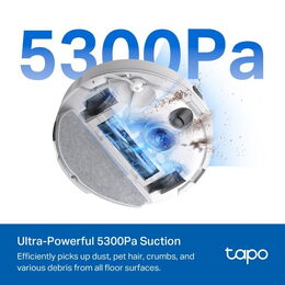Vysavač TP-Link Tapo RV30 Max White robotický s mopem, výkon 5300 Pa