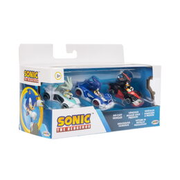 Kovový model autíčka s figurkou Sonic 1:64 - 3 ks