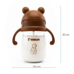 Hrneček s brčkem Kidnort Bringebaer 240ml hnědý