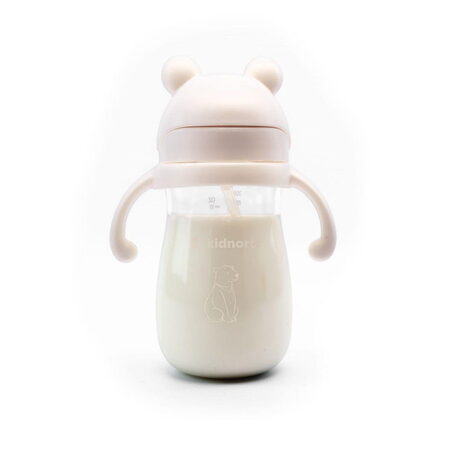 Hrneček s brčkem Kidnort Bringebaer 300ml béžový