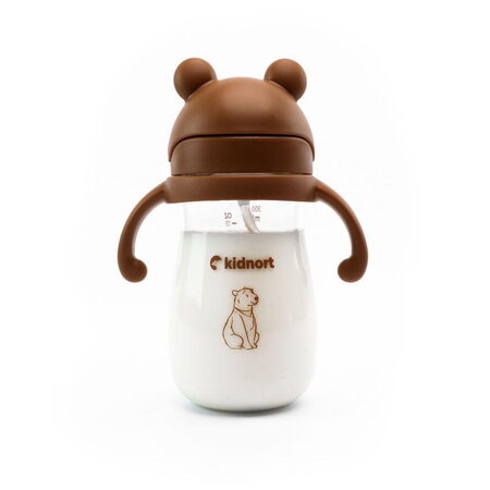 Hrneček s brčkem Kidnort Bringebaer 300ml hnědý
