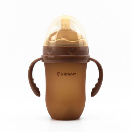 Kojenecká lahev pro kojené děti Kidnort Eple 250ml 6m+ hnědá