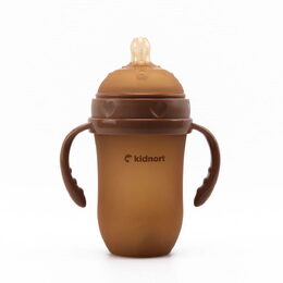 Kojenecká lahev pro kojené děti Kidnort Eple 250ml 6m+ hnědá