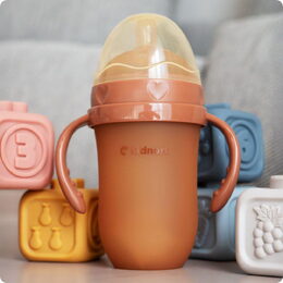 Kojenecká lahev pro kojené děti Kidnort Eple 250ml 6m+ hnědá