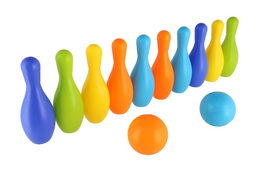 Kuželky 10ks + míče 2ks plast v sáčku 22,5x43cm