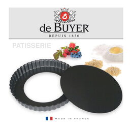 Forma na koláč de Buyer, 4706.28, kulatá, vroubkovaná, odnímatelné dno, železný
materiál, průměr 28 cm