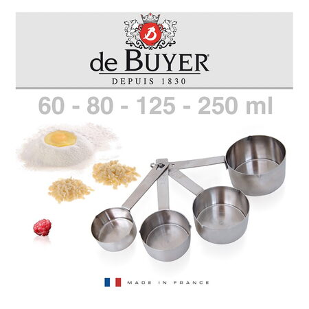 Sada odměrek de Buyer, 4827.02, 4 odměrky, nerez, 60/80/125/250 ml