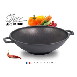 WOK pánev de Buyer, 8317.00, CHOC EXTREME, WOK, rendlík se dvěma oušky, 32 cm,
hliník, vysoce odolný nepřilnavý povrch