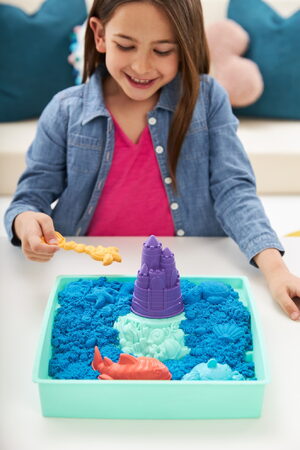 Kinetic sand krabice tekutého písku s podložkou modrá