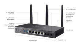 Router TP-Link DR3650V VPN WiFi 6, 1x GWAN + 4x GLAN, 1x DSL, 2x FXS, USB,  Omáda SDN