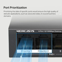 Switch TP-Link Mercusys MS106P 2x LAN, 4x LAN s PoE, 67W