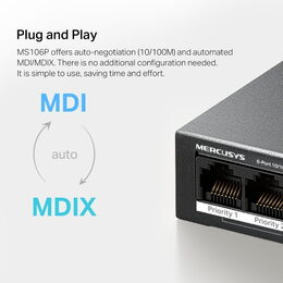 Switch TP-Link Mercusys MS106P 2x LAN, 4x LAN s PoE, 67W
