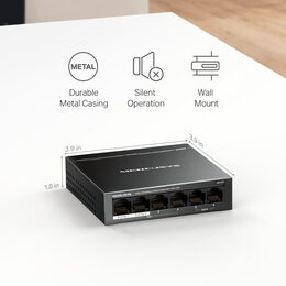 Switch TP-Link Mercusys MS106P 2x LAN, 4x LAN s PoE, 67W