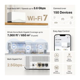 WiFi router TP-Link Mercusys Halo H27BE(2-pack) WiFi 7, BE3600, 1x 2.5GLAN, 2x GLAN, 2,4/5 GHz