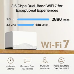 WiFi router TP-Link Mercusys Halo H27BE(2-pack) WiFi 7, BE3600, 1x 2.5GLAN, 2x GLAN, 2,4/5 GHz