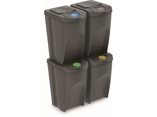 Odpadkový koš Prosperplast SORTIBOX 4 x 35 l šedý, 2 jakost