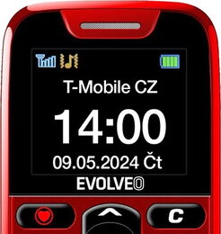 EVOLVEO EasyPhone, mobilní telefon pro seniory s nabíjecím stojánkem, červená