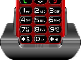 EVOLVEO EasyPhone, mobilní telefon pro seniory s nabíjecím stojánkem, červená
