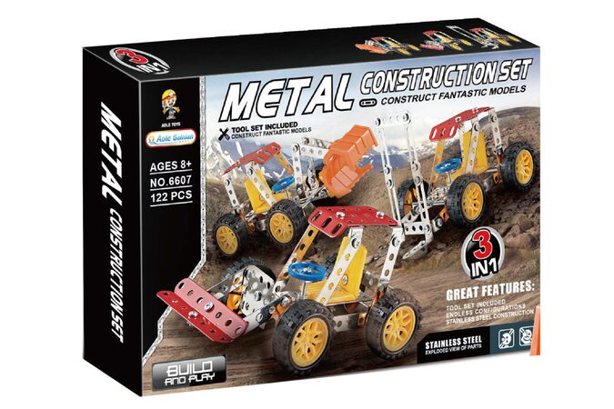 Kovová stavebnice stavební stroj 122 ks