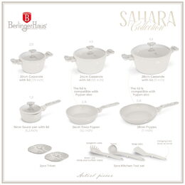 BERLINGERHAUS Sada nádobí s titanovým povrchem 15 ks Sahara Marble Collection BH-8401