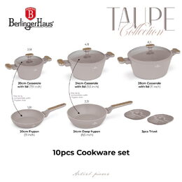 BERLINGERHAUS Sada nádobí s titanovým povrchem 10 ks Taupe Nordic Collection BH-8343