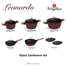 BERLINGERHAUS Sada nádobí s titanovým povrchem 10 ks Leonardo Nordic Collection BH-8305