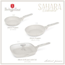 BERLINGERHAUS Sada pánví s titanovým povrchem 3 ks Sahara Marble Collection BH-8399