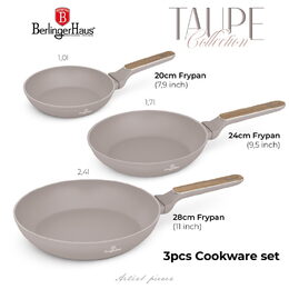 BERLINGERHAUS Sada pánví s titanovým povrchem 3 ks Taupe Nordic Collection BH-8341