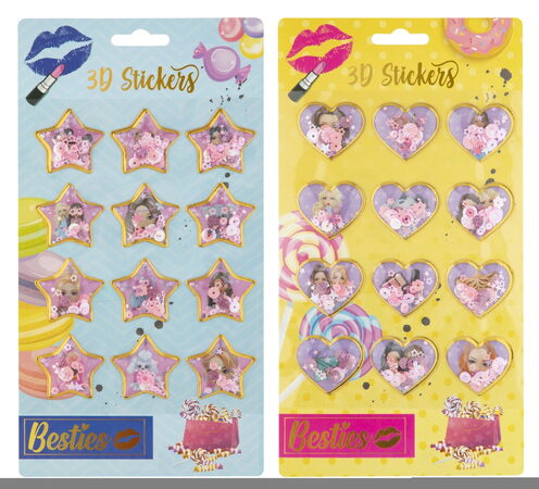 Samolepky 3D s třpytkami Besties 12 ks