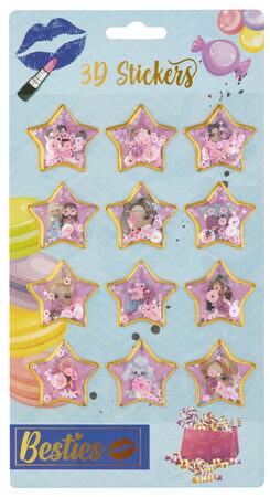 Samolepky 3D s třpytkami Besties 12 ks