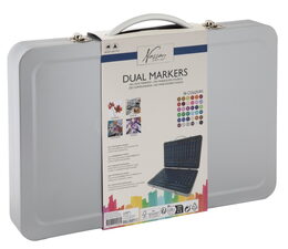 Oboustranné fixy 36 ks v kovovemé kufříku