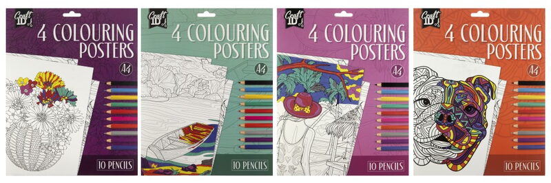 Vymalovánky 4 obrázky + 10 pastelek  A4