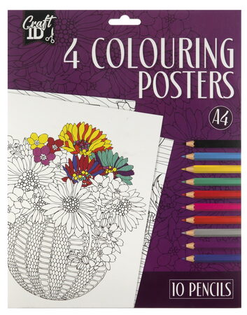 Vymalovánky 4 obrázky + 10 pastelek  A4