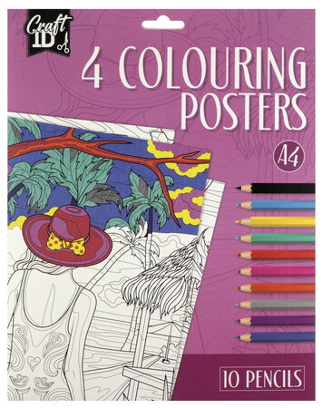 Vymalovánky 4 obrázky + 10 pastelek  A4