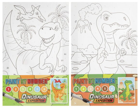 Malování podle čísel + vodovky Dinosaurus