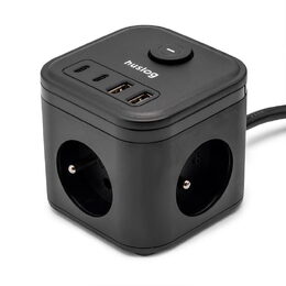 Nabíjecí stanice Huslog 15W 3xzásuvka, 2xUSB-C, 2xUSB černá