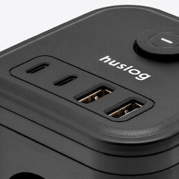 Nabíjecí stanice Huslog 15W 3xzásuvka, 2xUSB-C, 2xUSB černá