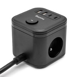 Nabíjecí stanice Huslog 15W 3xzásuvka, 2xUSB-C, 2xUSB černá