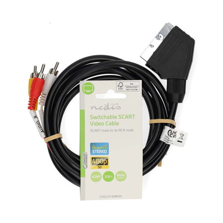 Nedis CVGL31130BK20 přepínací Scart - 3 x Cinch 2m