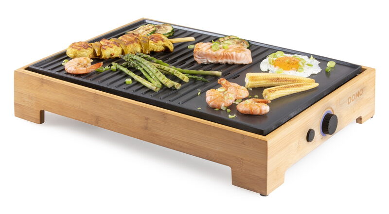 Stolní elektrický gril Plancha - Bamboo Style - DOMO DO9271G, 1 800 W, termostat