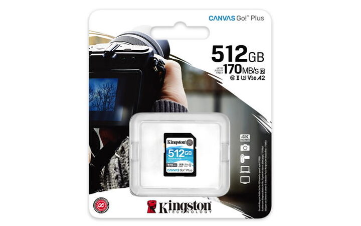 KINGSTON 512GB SDXC Canvas Go Plus Gen4 200MB/s C10 UHS-I U3 V30