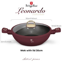 BERLINGERHAUS Pánev wok s poklicí a titanovým povrchem 30 cm Leonardo Collection BH-8035