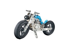 Kovová stavebnice motorka modrá 140 ks