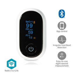 Nedis SmartLife Pulzní Oxymetr | Bluetooth | OLED Displej | Perfuzní index / Pul